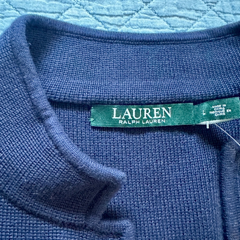 Lauren by Ralph Lauren Midnight Blue Knit Jacket with Gold Buttons- size Large - Picture 4 of 6